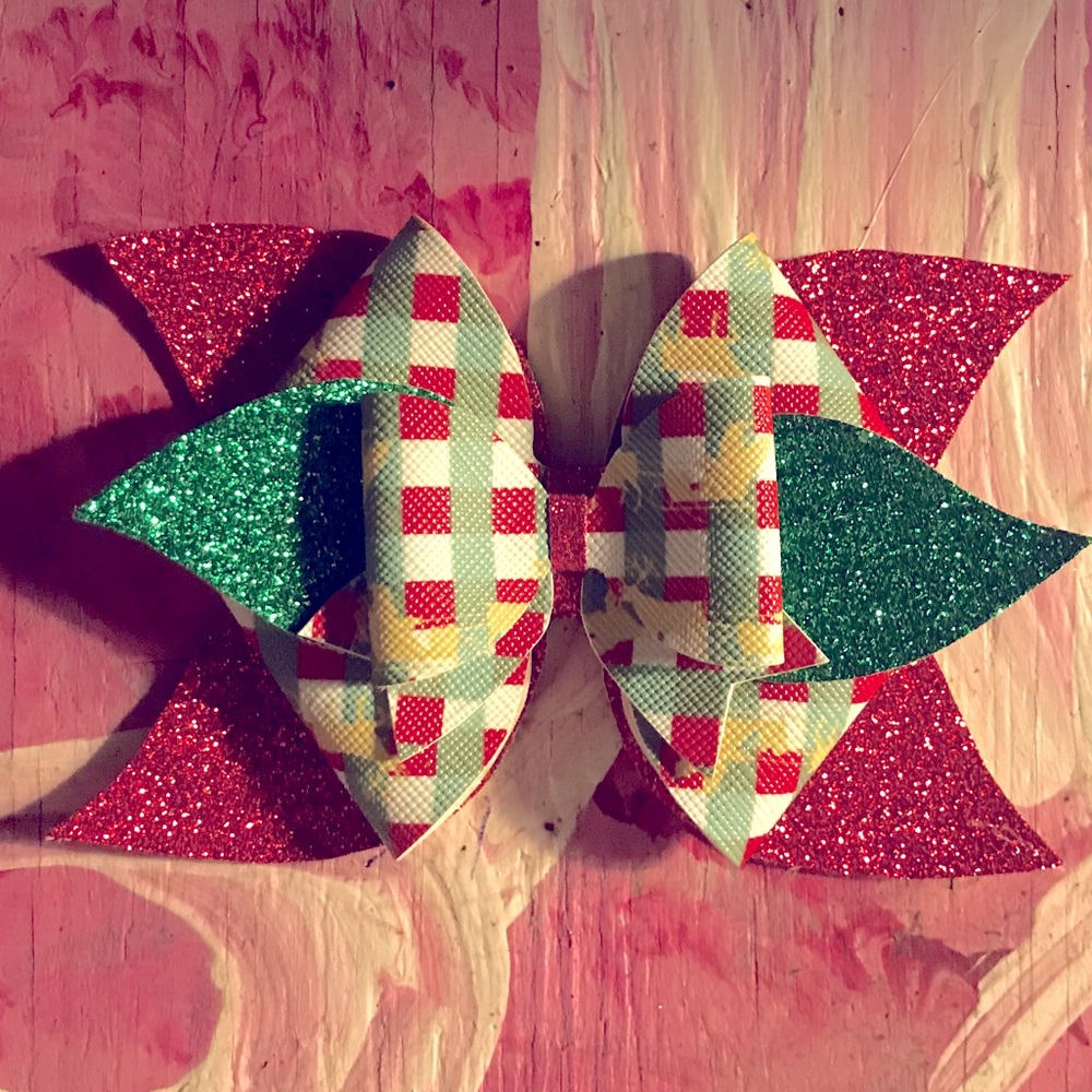 Hand Crafted Multi Layered Christmas Hair Bow